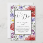 Invitation Boho Watercolor Fleur sauvage violet Mariage (Devant)