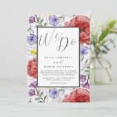 Invitation Boho Watercolor Fleur sauvage violet Mariage (Debout devant)