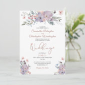 Invitation Boho Watercolor Fleur sauvage violet Mariage (Debout devant)