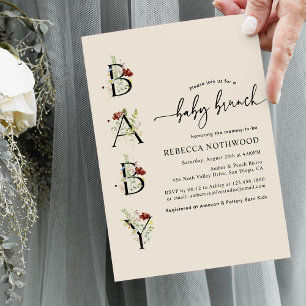 Invitation Boho Watercolor Fleurs sauvages Baby Brunch Invita