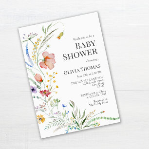 Invitation Boho Watercolor Fleurs sauvages Baby shower Invita