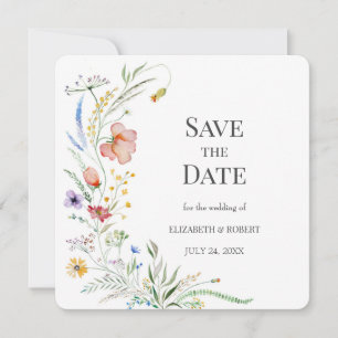 Invitation Boho Watercolor Fleurs sauvages Enregistrer La Car