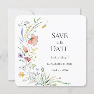 Invitation Boho Watercolor Fleurs sauvages Enregistrer La Car