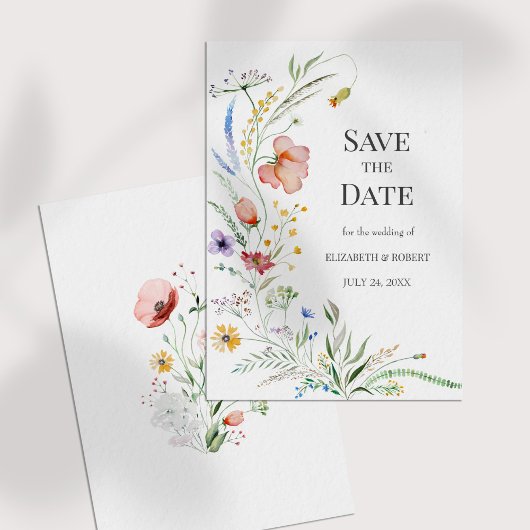 Invitation Boho Watercolor Fleurs sauvages Enregistrer La Car