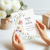 Invitation Boho Watercolor Fleurs sauvages Enregistrer La Car