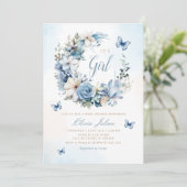 Invitation Boho Watercolor Floral Butterfly Girl Baby shower (Debout devant)