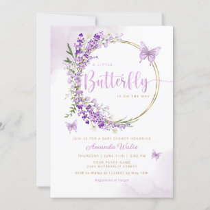 Invitation Boho Watercolor Floral Butterfly Girl Baby shower