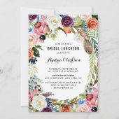 Invitation Boho Watercolor Floral Frame Bridal Luncheon (Devant)