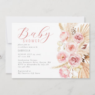 Invitation Boho Watercolor Floral Pampas Baby shower