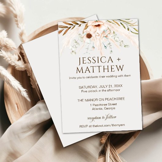 Invitation Boho Watercolor Floral Wedding Photo
