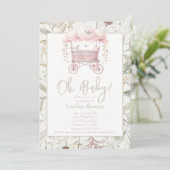 Invitation Boho Watercolor Flowers Baby shower Bassinet (Debout devant)