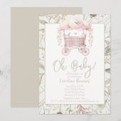 Invitation Boho Watercolor Flowers Baby shower Bassinet (Devant / Derrière)