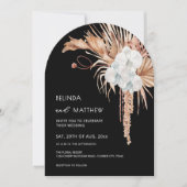 Invitation Boho Watercolor Flowers Black (Devant)