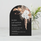 Invitation Boho Watercolor Flowers Black (Debout devant)