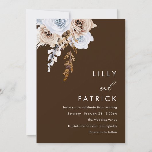 Invitation Boho Watercolor Flowers Mariage moderne (Devant)