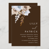 Invitation Boho Watercolor Flowers Mariage moderne (Devant / Derrière)