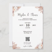 Invitation Boho Watercolor Flowers Modèle code QR Mariage (Devant)