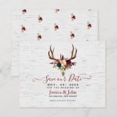 Invitation Boho Watercolor Flowers Skull Arrow Sauvez notre d (Devant / Derrière)