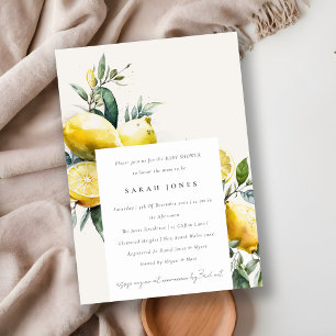 Invitation Boho Watercolor Jaune Lemon Garden Baby shower