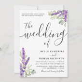 Invitation Boho Watercolor Lavender Floral Mariage (Devant)