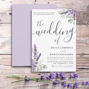 Invitation Boho Watercolor Lavender Floral Mariage