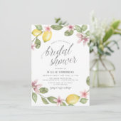 Invitation Boho Watercolor Lemon Blossom Wreath Fête des mari (Debout devant)