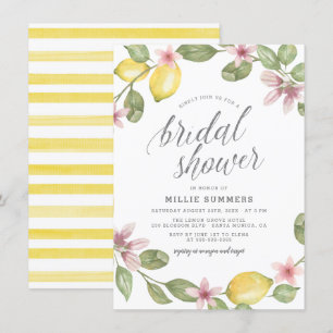 Invitation Boho Watercolor Lemon Blossom Wreath Fête des mari
