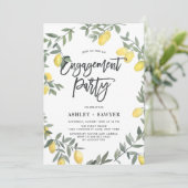 Invitation Boho Watercolor Lemon Fête d'engagement sur la cou (Debout devant)