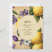 Invitation Boho Watercolor Lemon Fête des mariées (Devant)