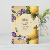 Invitation Boho Watercolor Lemon Fête des mariées (Debout devant)