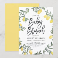 Boho Watercolor Lemon Wreath Baby shower Brunch