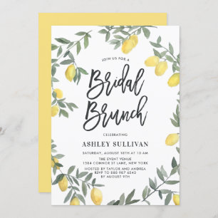 Invitation Boho Watercolor Lemon Wreath Bridal Brunch