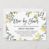 Invitation Boho Watercolor Lemon Wreath Drive Par Baby shower (Devant)