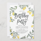 Invitation Boho Watercolor Lemon Wreath fête d'anniversaire (Devant)