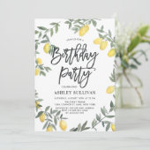 Invitation Boho Watercolor Lemon Wreath fête d'anniversaire (Debout devant)