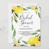 Invitation Boho Watercolor Lemon Wreath Fête des mariées (Devant)