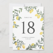 Invitation Boho Watercolor Lemon Wreath Numéro de tableau du  (Devant)
