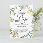 Invitation Boho Watercolor Lemon Wreath Sip et voir (Debout devant)