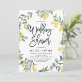 Invitation Boho Watercolor Lemon Wreath Wedding shower (Debout devant)