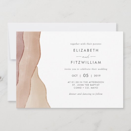 Invitation Boho Watercolor Mariage Abstrait (Devant)