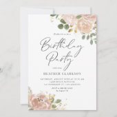 Invitation Boho Watercolor Mauve Peach Flowers Anniversaire (Devant)