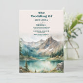 Invitation Boho Watercolor Mountain Mariage (Debout devant)