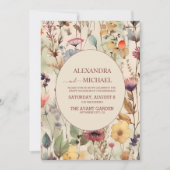 Invitation Boho Watercolor Muet Tones Fleurs sauvages Mariage (Devant)
