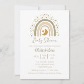 Invitation Boho Watercolor Neutral Rainbow Baby shower (Devant)
