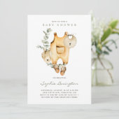 Invitation Boho Watercolor Overalls Eucalyptus Baby shower (Debout devant)