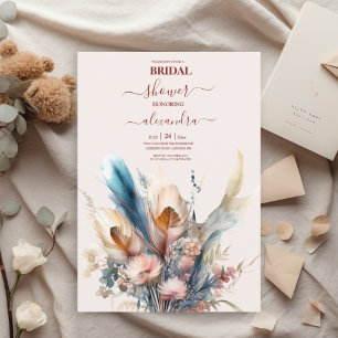 Invitation Boho Watercolor Pampas Grass Bride