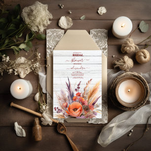 Invitation Boho Watercolor Pampas Grass Bride