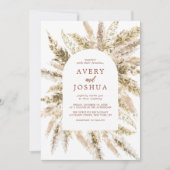 Invitation Boho Watercolor Pampas Grass Mariage (Devant)