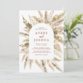Invitation Boho Watercolor Pampas Grass Mariage (Debout devant)