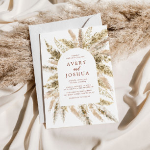 Invitation Boho Watercolor Pampas Grass Mariage
